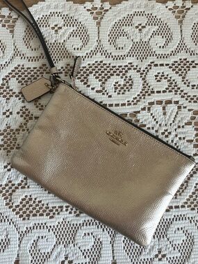Coach Metallic Champagne Gold Wristlet Clutch